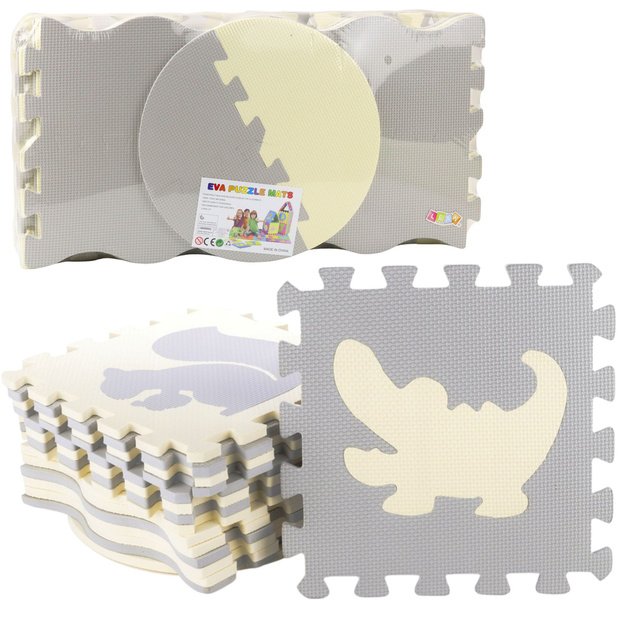 Soft Puzzle Educational Mat Playpen EVA Foam Beige Gray 25 pcs.