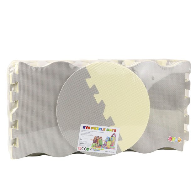 Soft Puzzle Educational Mat Playpen EVA Foam Beige Gray 25 pcs. 3