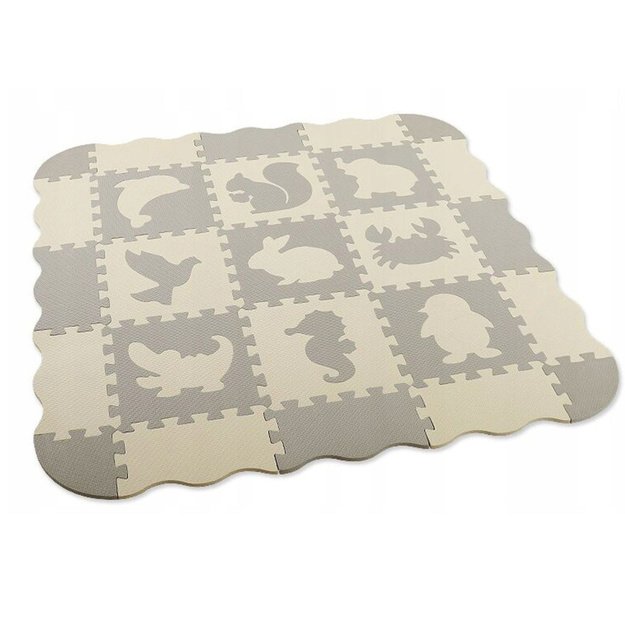 Soft Puzzle Educational Mat Playpen EVA Foam Beige Gray 25 pcs. 2