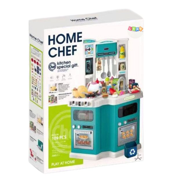 Large Kids Kitchen Home Chef Cooking Sounds Accessories 109 pcs.