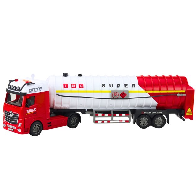 Tanker Truck Pumping Water Lights Sounds White and Red
