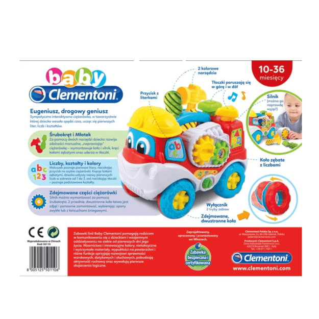 Interactive Truck “Eugenius the Road Genius” with Screwdriver and Hammer Polish Language Clementoni 50110 3