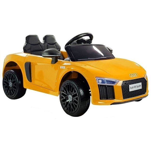 "Audi R8 Spyder" geltonos spalvos - Elektrinis pasivažinėjimas automobiliu