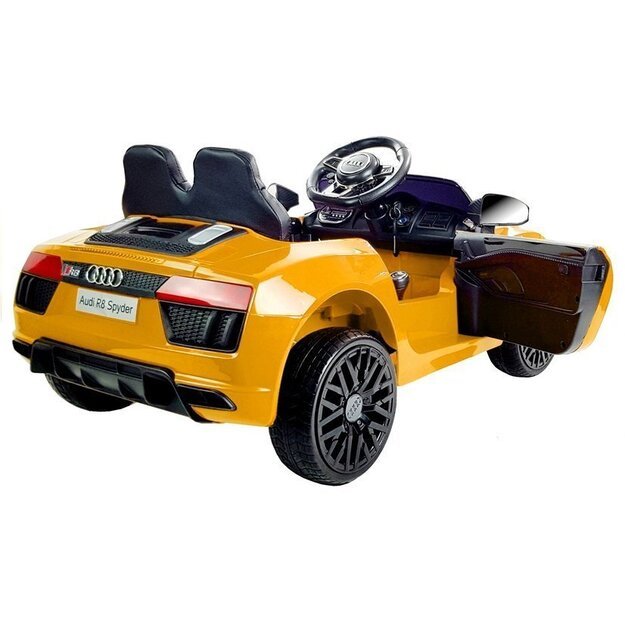 "Audi R8 Spyder" geltonos spalvos - Elektrinis pasivažinėjimas automobiliu 11