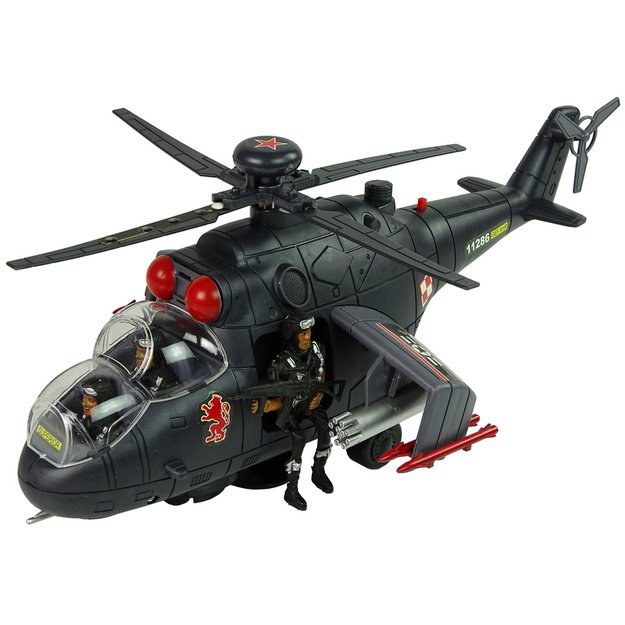 Karinis sraigtasparnis su šviesomis, garsais ir besisukančiais sparnais 1