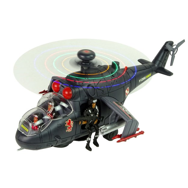 Karinis sraigtasparnis su šviesomis, garsais ir besisukančiais sparnais 2