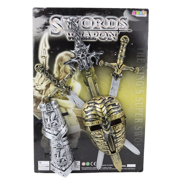 Knight Set 3 Swords Mask Protectors Realistic Decorations 2