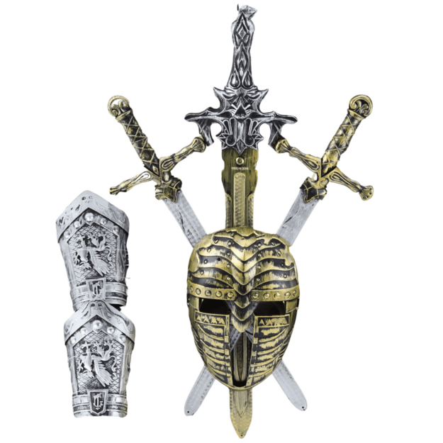 Knight Set 3 Swords Mask Protectors Realistic Decorations 1