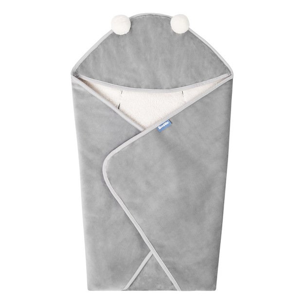 CARRY COT SWADDLE BLANKET PLUSH RAM 75X75 GREY