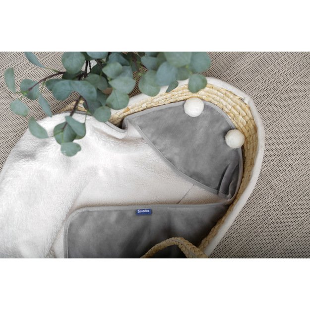 CARRY COT SWADDLE BLANKET PLUSH RAM 75X75 GREY 5
