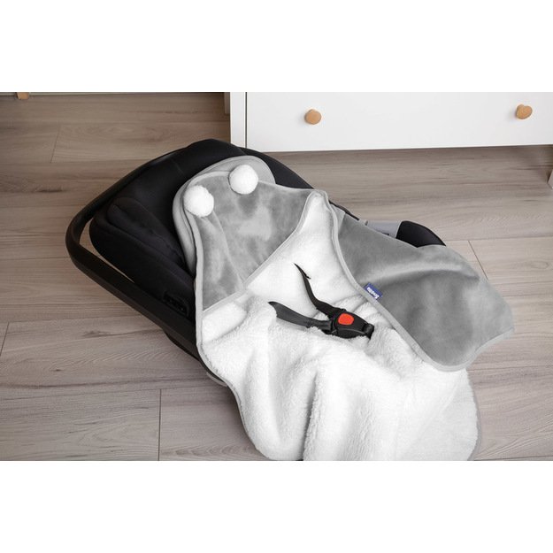CARRY COT SWADDLE BLANKET PLUSH RAM 75X75 GREY 6