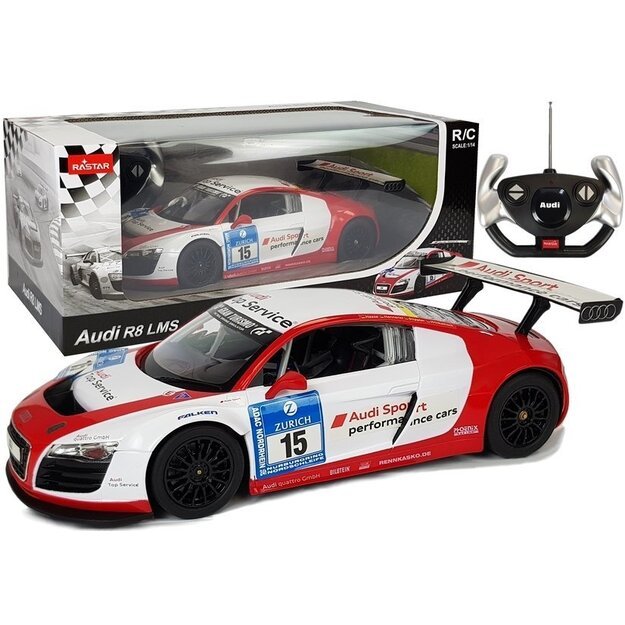 Automobilis R/C Audi R8 LMS Rastar 1:14 Baltai raudonas