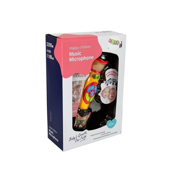 Geltonos-juodos spalvos karaokės mikrofonas dainų įrašymui 5