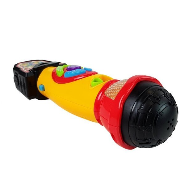 Geltonos-juodos spalvos karaokės mikrofonas dainų įrašymui 4