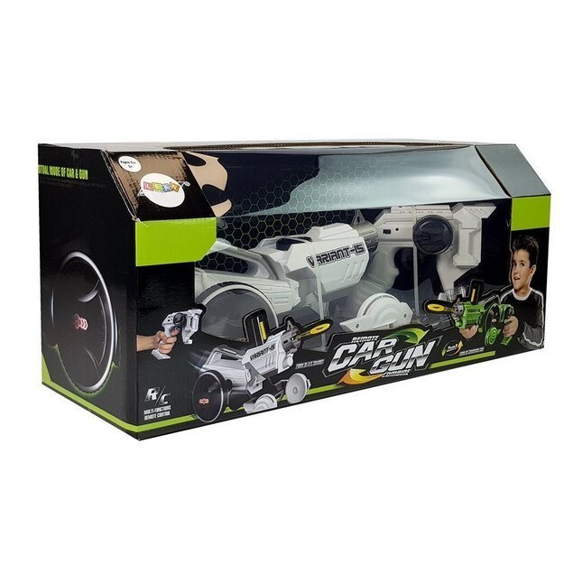 Gun Launcher Car 2 in 1 Remotely Operated Foam Discs White