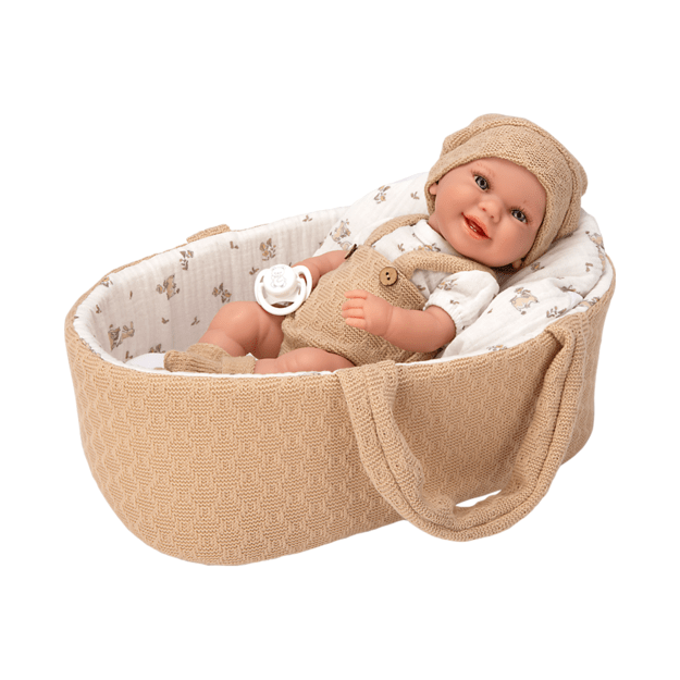 Arias kūdikėlis rusvoje nešyklėje, berniukas, 33 cm