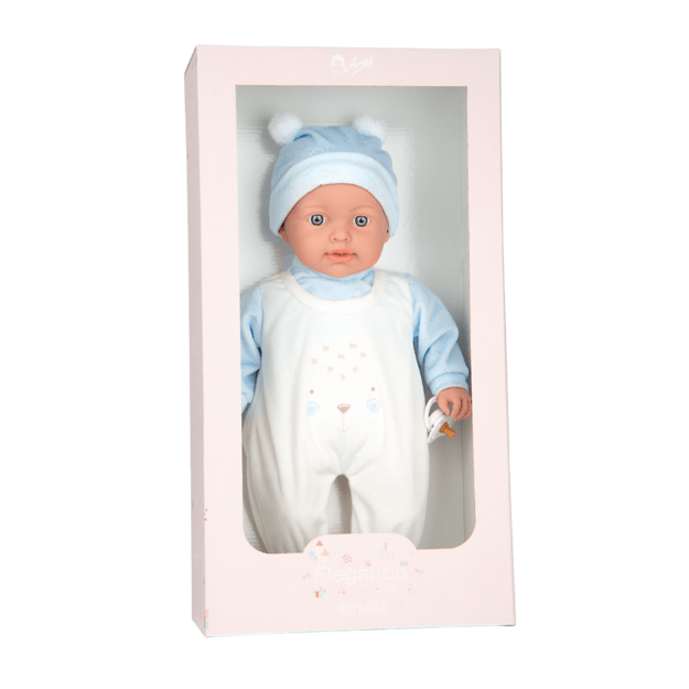 Arias kūdikėlis su garsu, žydrais rūbeliais, 42 cm 1