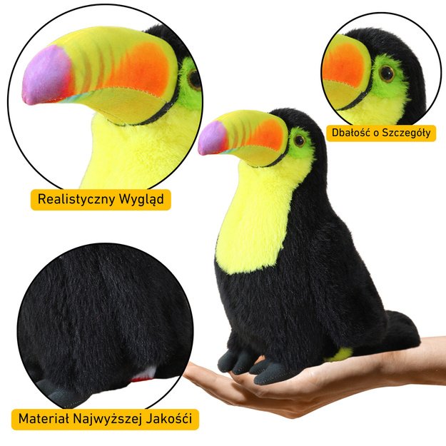 Plush Toucan Bird Plush Toy Mascot Cuddly Toy Yellow 35cm