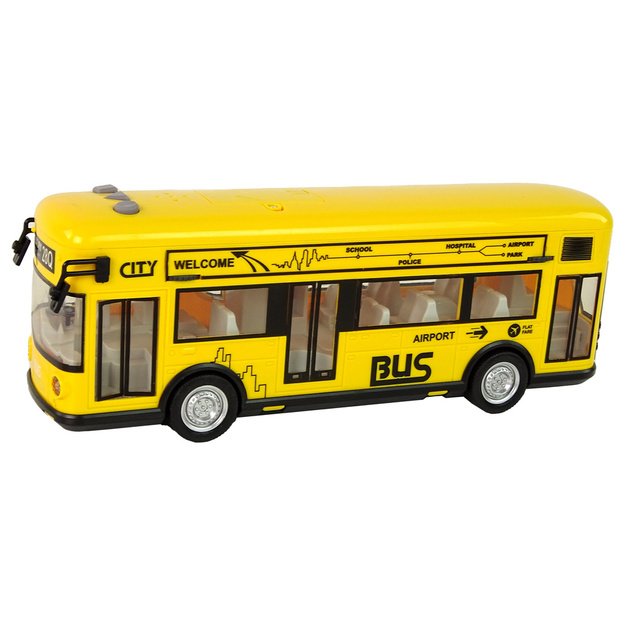 Geltonas miesto autobusas su frikcine pavara 1:18 1