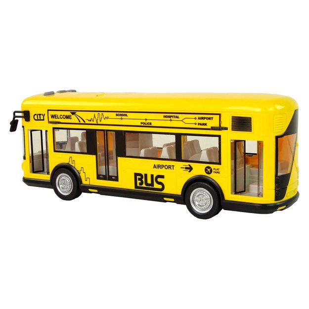 Geltonas miesto autobusas su frikcine pavara 1:18 4