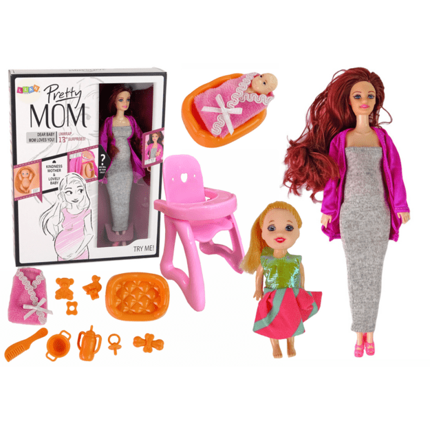 Nėščios kūdikių lėlės ilgų plaukų aksesuarai