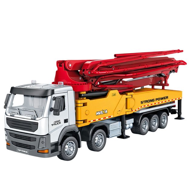 Huina Metal Concrete Mixer Construction Truck with Pump 1:18