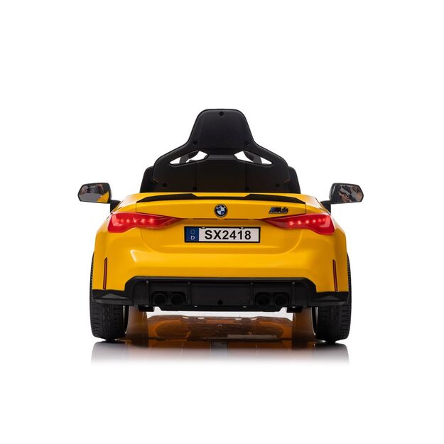 Elektrinis pasivažinėjimas automobiliu BMW M4 geltonos spalvos 7