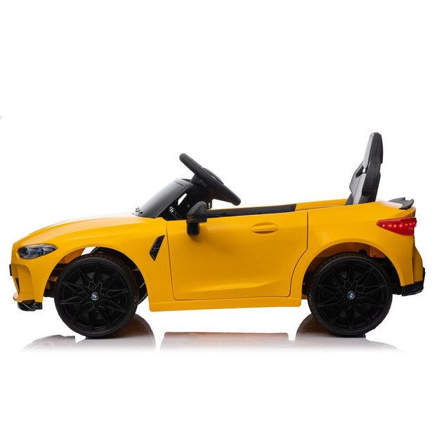 Elektrinis pasivažinėjimas automobiliu BMW M4 geltonos spalvos 16