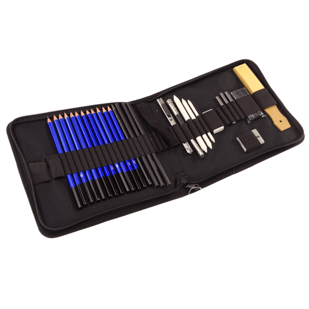 Meninių pieštukų rinkinys eskizavimui Priedai 32 vnt. 1