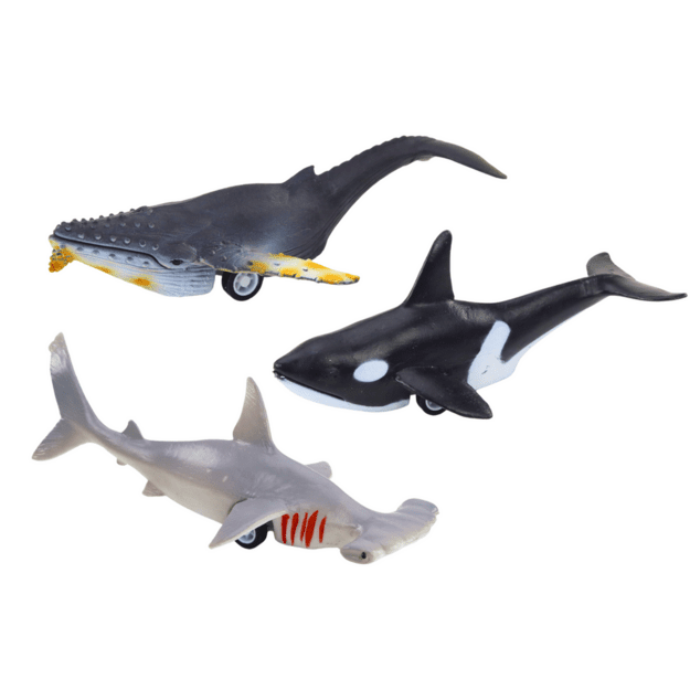 Figurines Vehicles Sea Animals Friction Drive Shark Killer Whale 6 pcs