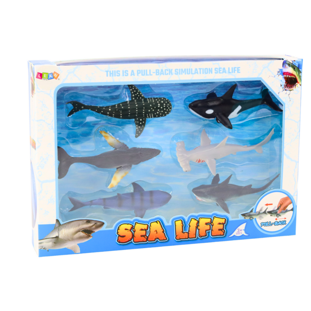 Figurines Vehicles Sea Animals Friction Drive Shark Killer Whale 6 pcs