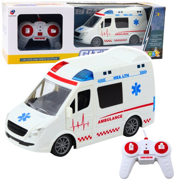 Remote Control Ambulance RC Lights Sounds 1:20 White
