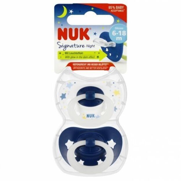 442172 SILICONE PACIFIER SIGNATURE NIGHT 6-18 2PCS 541450, 10176276 2