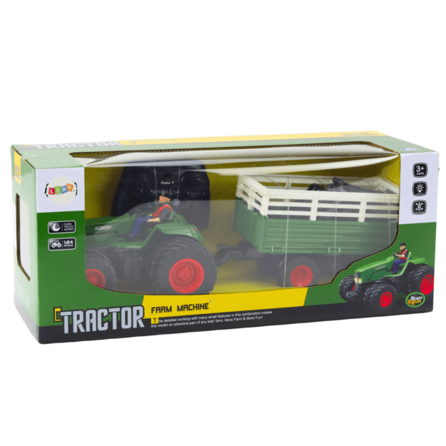 RC Remote Controlled Agricultural Tractor With Trailer And Forks Double Wheels