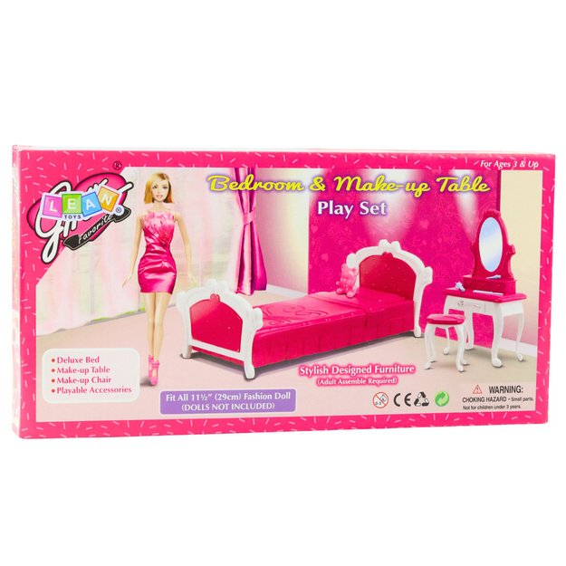 Doll s Bedroom Set Dressing Table Chair Bed 5