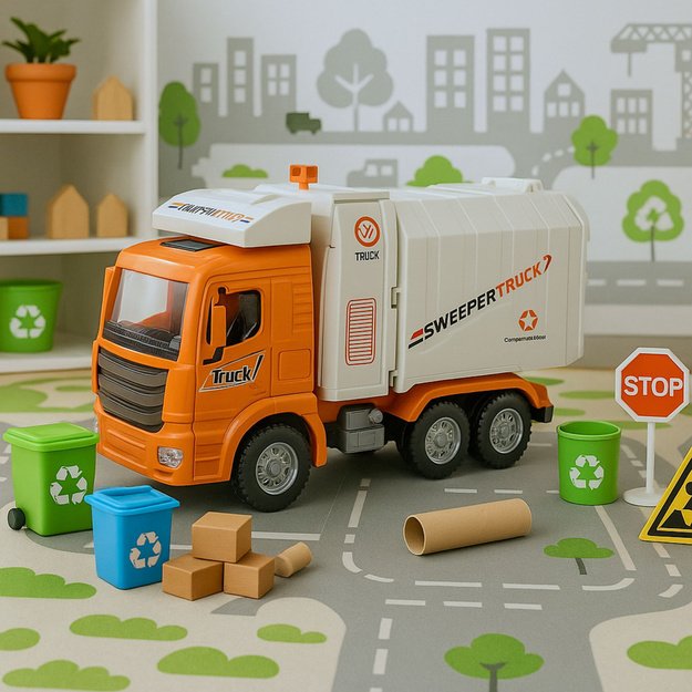 Garbage Truck City Lights Sounds Orange 3