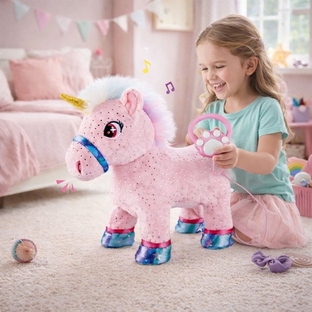 Unicorn on a Leash Interactive Recording Function Moves Pink 3