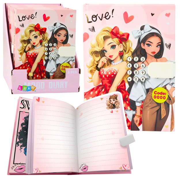Girls  Diary Notebook Code Melodies Colorful Pages Hearts