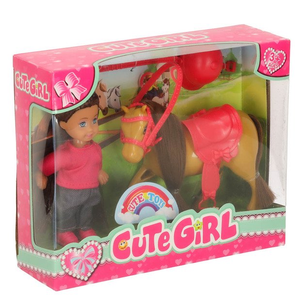 Lėlės ir arklio mergaitės rinkinys rožinės spalvos 4 el. 9