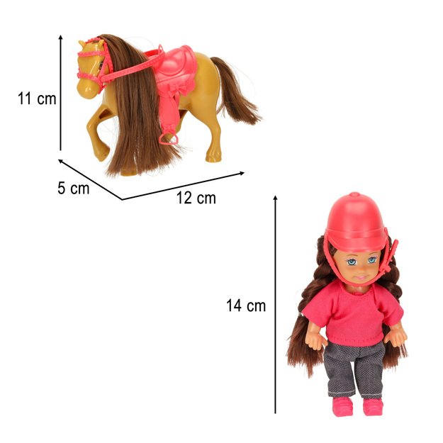 Lėlės ir arklio mergaitės rinkinys rožinės spalvos 4 el. 8