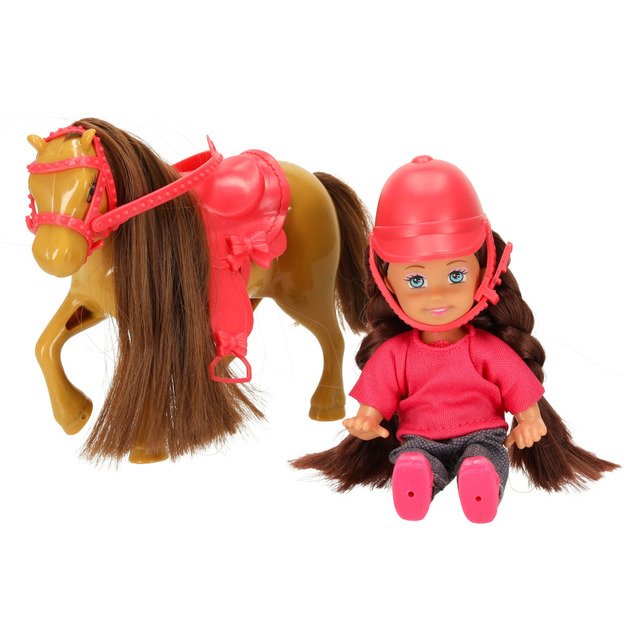 Lėlės ir arklio mergaitės rinkinys rožinės spalvos 4 el. 6