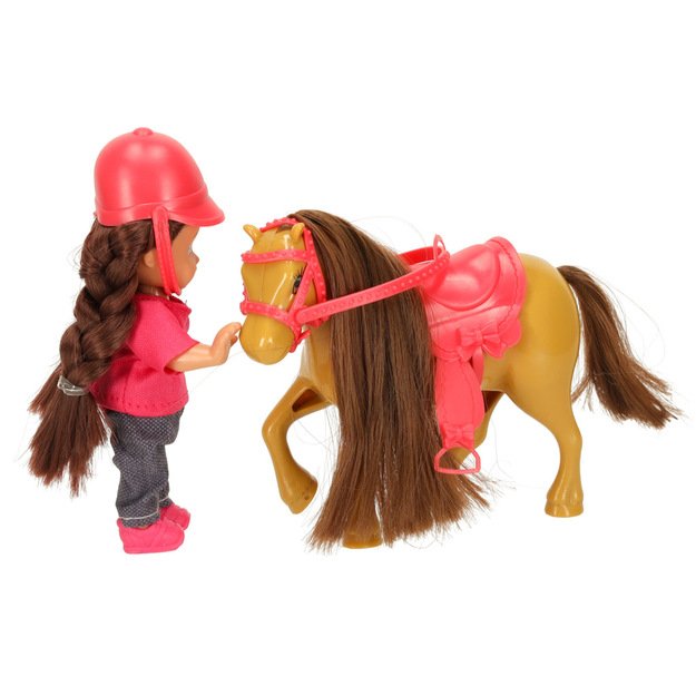 Lėlės ir arklio mergaitės rinkinys rožinės spalvos 4 el. 5