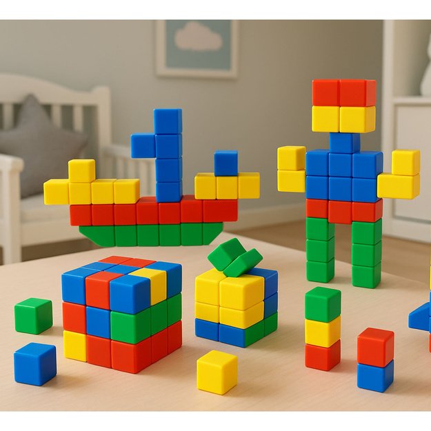 MAGNETIC EDUCATIONAL BLOCKS, CUBES, SET OF 32