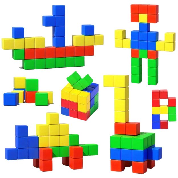 MAGNETIC EDUCATIONAL BLOCKS, CUBES, SET OF 32 3