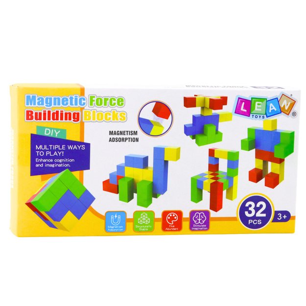 MAGNETIC EDUCATIONAL BLOCKS, CUBES, SET OF 32 4