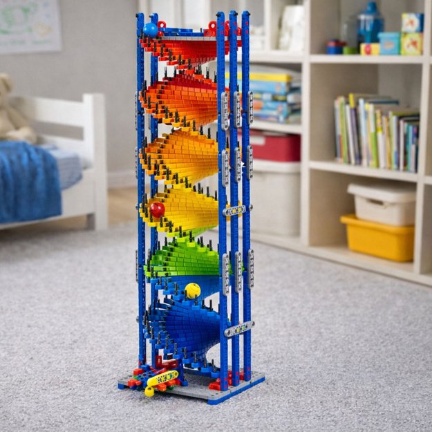 EDUKACINĖ KONSTRUKTORIAUS KALADĖLIŲ MARBLE TRASA – BOKŠTAS 550 DALIŲ 2