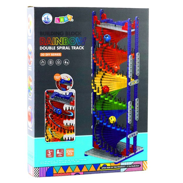 EDUKACINĖ KONSTRUKTORIAUS KALADĖLIŲ MARBLE TRASA – BOKŠTAS 550 DALIŲ 4