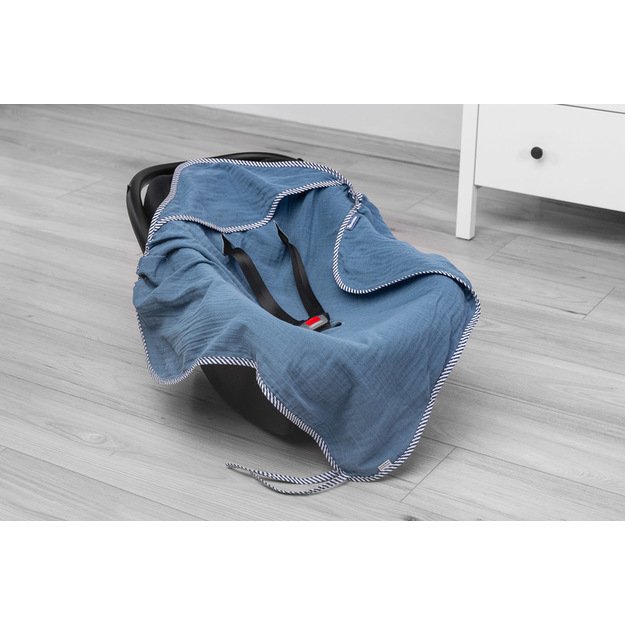 Vaiko sėdynės muslino apklotas vasarai – mėlyna 3