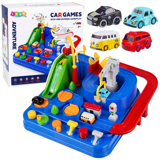 Car Obstacle Course Interactive Educational Parking Lot 4 Cars Blue