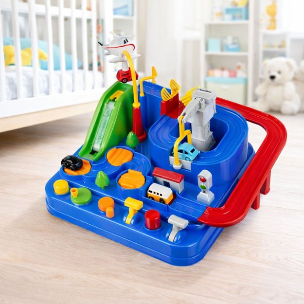 Car Obstacle Course Interactive Educational Parking Lot 4 Cars Blue 2